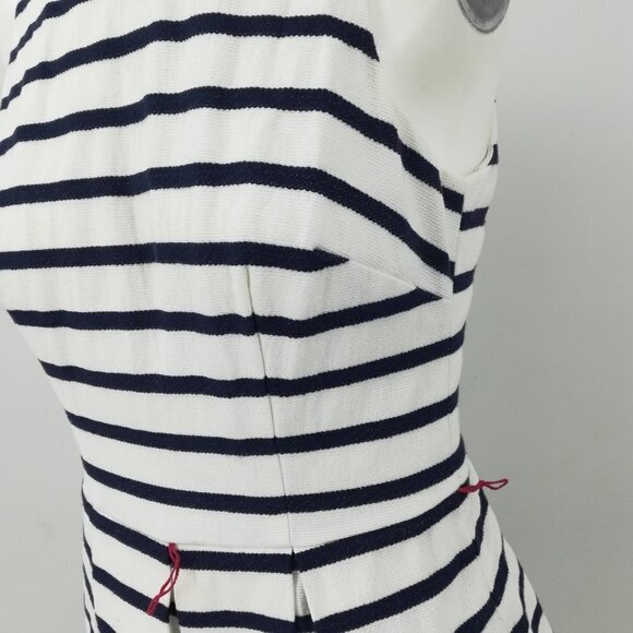 Eliza J Striped Pleated Dress Size 2 Lined Cutout Keyhole Back Nautical Belted - Picture 8 of 12